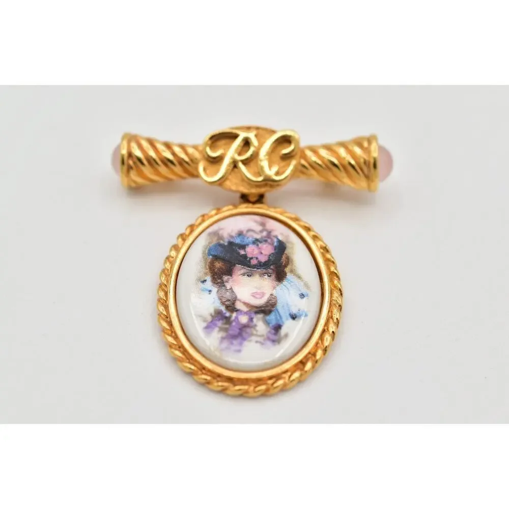Avon Vintage Cameo President's Club Pin Brooch Pink Cabochon 1996-97 Signed 9B